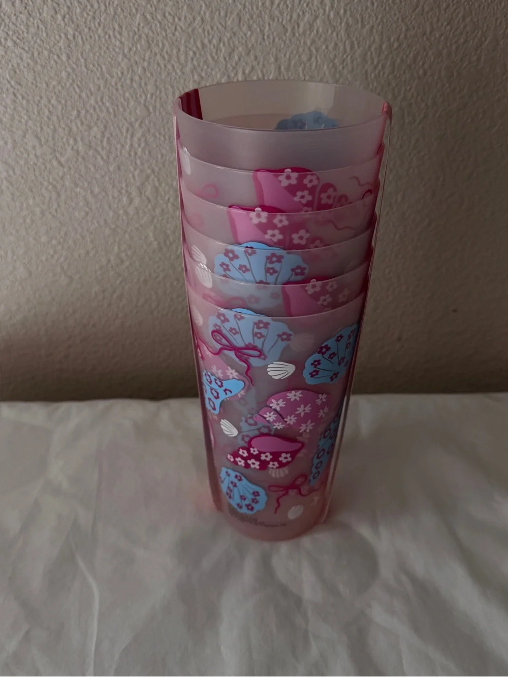 Pink Floral Shell Disposable Party Cups - Pack of 6